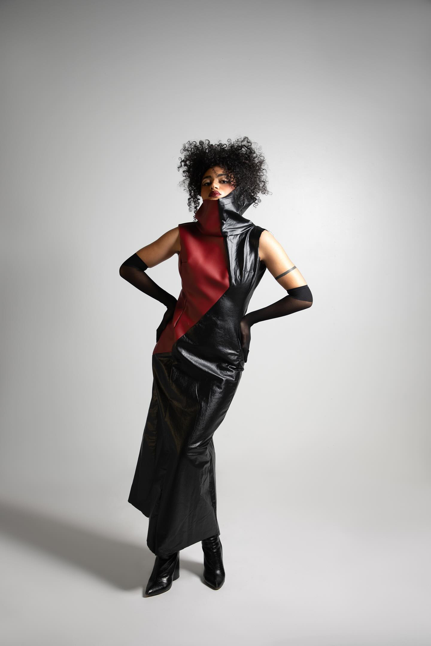 red and black contrast dress red black and white dress Paloma Contrast Gown - Black & White